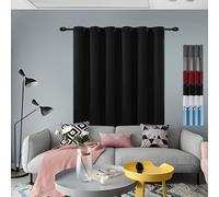 GOUSUN Rideaux Occultants 150 x 120 cm Tenture Opaque à Oeillets Isolation Rideau Occultant Anti UV Decoration Chambre,pour Salon, Noir