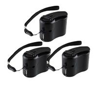 Goutdori Crank Chargers, 3-in-1 Mini Power Bank, Black | Portable for Camping/hiking, No Battery Needed, Charges Phones on-the-go