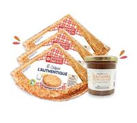 GOUTER BRETON - Lot de 3 SACHETS de Crêpes L'Authentique PAYSAN BRETON *6 (18 crêpes) + 1 POT au Caramel Beurre Salé BRIEUC de 210g