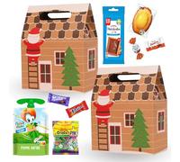 GOUTER DE NOEL | 2 Pochettes festives garnies d'un Assortiment de 24 gourmandises : Kinder Bueno Mini, Schoko-Bons, Milka, Daim, LU Petit Écolier, Pom’Potes | A Offrir à Noël