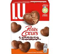 Goûter gourmand et croustillant garanti - LU Choco'Croc Petits Cœurs, biscuits enrobés de chocolat au lait, format 90 g - Lot de 4