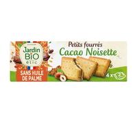Goûter gourmand sans huile de palme avec JARDIN BIO Biscuits fourrés Cacao Noisette, bio et équitables, la boîte de 200g - Lot de 3