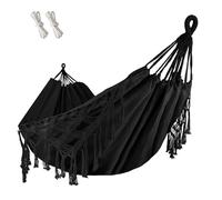 Goutime Hamac double en macramé - Portable - Arbre de camping - Noir