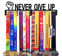 Goutoports Medal Holder Display Hanger Rack Frame for Sport Race Runner- Never Give Up - Sturdy Black Steel Metal Over 60 Medals Easy to Install