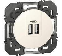 GOUTS ET COULEURS- Prise Double Chargeur Usb-A Dooxie - Repiquage Sur Prise 2P+T - Dédié À La Charge - À Equiper D'Une Plaque - Blanc