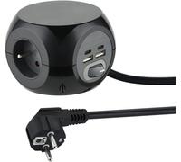 GOUTS ET COULEURS35441 Mini Cube Avec 4 Ports Usb 3.4A (2 Type A + 2 Type C), Bloc 3 Prises Avec Interrupteur, Rallonge Multiprise 3M