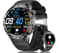 Gouts Et Couleursmontre Connectée Homme Avec Lampe De Poche,1,43'' Amoled Fitness Tracker Avec Avec Appel Bluetooth Pour Android Ios Sommeil/Fréquence Cardiaque,Podomètre,5atm Étanche Smartwatch Homm