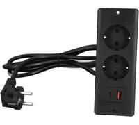 GOUTS ET COULEURSMultiprise De Bureau, Usb C, Port Usb A, Prise Encastrée Polyvalente, Ignifuge, Prise Ue Pour Pc, 230-265 V, Câble De 1,5 Mètre Pour Table D'Appoint De Chevet (Black)