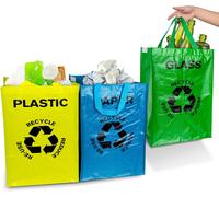 Gouts Et Couleurssystème De Tri Sélectif - Lot De 3 Sacs De Recyclage Réutilisables Pour Plastique, Papier Et Ferraille, Sacs Avec Anse, Grands Bacs De Collecte Des Déchets Dans La Cuisine