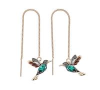 Goutte d'oreille à pompon colibri - Ensemble de bijoux enfileur | Paire de colliers pendentifs | Design élégant inspiré du mouvement - Art rayonnant mettant en valeur des éléments de charme délicats
