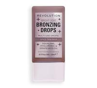 Gouttes Bronzantes Lumineuses de Makeup Revolution avec Acide Hyaluronique, Fini Ensoleillé, Teinte Bronze Épicé Profond, 23ml