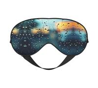Gouttes de pluie sur verre imprimé masque de sommeil avec sangle réglable doux pour voyage en avion détente yoga sieste méditation