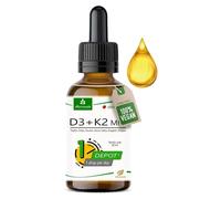 Gouttes de vitamine D3 + K2 végétaliennes - 1700 gouttes - 1000 U.I. D3 + 20µg K2 MK7 par goutte - flacon de 50ml de Moriveda