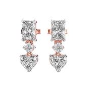 Gouttes d'éclat en argent sterling 925 | Plaqué or rose. Pierre n° 6. Taille de la pierre : 0,01-0,49 mm. Poids : 1,58 crt. Formes : Mixtes. 1,816 g. LKE_R_00184.