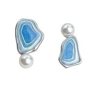 Gouttes d'émail asymétrique glaçure, bleu et blanc dégradé perles boucles d'oreilles, niche sens de l'art, femmes de vent cuit léger, arts littéraires et coutures, trajet quotidien avec rendez - vous