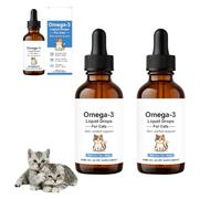 Gouttes d'Oméga-3 pour Chats - Huile de Saumon Purifiée avec EPA & DHA + Vitamine E | Complément Naturel Anti-Démangeaisons, Pelage Brillant & Peau Saine | Facile à Administrer