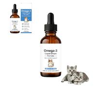 Gouttes d'Oméga-3 pour Chats - Huile de Saumon Purifiée avec EPA & DHA + Vitamine E | Complément Naturel Anti-Démangeaisons, Pelage Brillant & Peau Saine | Facile à Administrer