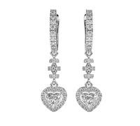 Gouttes en forme de cœur en argent sterling 925 « Love Wins » | Placage argent n° 80 | Taille de la pierre : 0,01-0,49 mm | Poids : 1,66 ct | Forme : ronde et cœur : 4,832 g ||W_00124