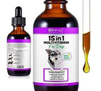Gouttes multivitamines 15 en 1 pour chiens - Vitamines, compléments alimentaires et minéraux pour chiens - Glucosamine, MSM pour la peau et le pelage, la santé cardiaque, les os, les articulations, le