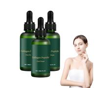 Gouttes orales de peptides de collagène - Peptides de collagène liquides pour femmes et hommes - Gouttes liquides multi-sérum anti-âge pour favoriser l'hydratation de la peau, 30 ml (3 bouteilles)