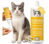 Gouttes pour les yeux du chat - Soin - Nettoyant pour les yeux Détachant pour les larmes du chat Poussière Saleté Nettoyage & Soin Taches de larmes camomille pour chats prévient l'inflammation 100ml