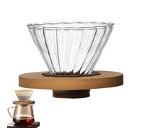 Goutteur à café - Cône en verre transparent pour extraction artisanale | Borosilicaté en forme de V avec support en métal et baleines résistantes à la chaleur pour le matin, les coins de cuisine, les