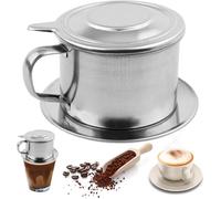 Goutteur à café vietnamien en acier inoxydable avec couvercle, plateau, filtre, cafetière vietnamienne avec poignée, machine à café à goutte lente pour la maison, la cuisine, le bureau