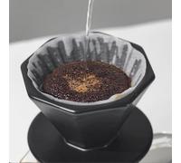 Goutteur octogonal à base de poterie pour café conçu pour verser sur une utilisation avec une architecture interne en spirale pour maximiser le temps de contact (noir L)