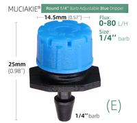 Goutteurs d'Irrigation Réglables de Jardin,12 Couleurs,Émetteur à 900 Barbes,Micro Moteurs de Goutte à Goutte,Arroseurs pour Système d'Arrosage,30 à 1/4 Pièces - Type E-100 PCS