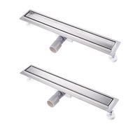 Gouttière de douche 90 cm, kit complet, gouttière de vidange en acier inoxydable, gouttière de douche extra-plate avec passoire à cheveux et anti-odeur, longueur 30-100 cm pour douches au niveau du