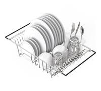 gouttoir vaisselle de grande taille avec support ustensiles en chrome pour plan de travail Simple Houseware