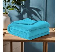 GOUTUI Couverture en Coton 90 x 190 cm Ultra Douce et Duveteuse Plaid pour Canapé Polyester pour Chambre Canapé Voyage, Bleu Ciel