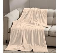 GOUTUI Couverture Polaire 120 x 220 cm Ultra Douce et Duveteuse Couverture Jetée de Canapé Polyester pour Chambre Canapé Voyage, Beige