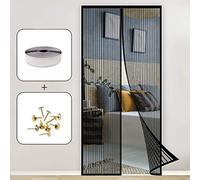 GOUTUI Moustiquaire Porte Rideau, 75x210cm Anti Insectes Mesh Curtain Rideau de Porte sans Outil Installation Facile pour Les Portes, Fenetre, Porte d'Entrée Chambre, Noir A