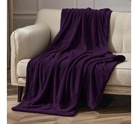 GOUTUI Plaid Canape 140 x 190 cm Flanelle Doux et Chaude Couverture Polaire Epaisse Polyester pour Chambre Canapé Voyage, Violet Foncé