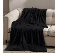 GOUTUI Plaid Canape 70 x 190 cm Flanelle Doux et Chaude Plaid Douillet Polyester pour Chambre Canapé Voyage, Noir