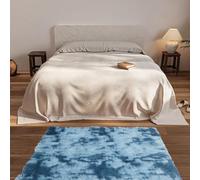 GOUTUI Tapis Chambre Shaggy 110 x 200 cm Dessous Antidérapant Moderne Tapis Doux Au Toucher pour Chambre à Coucher Salon, Bleu Foncé