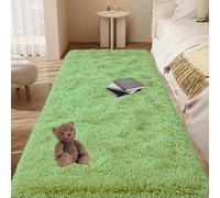 GOUTUI Tapis de Salon 100 x 120 cm Aspect Fourrure Tapis de Décoration Moelleux Doux Au Toucher pour Salon Chambre Filles Enfants, Vert
