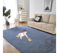 GOUTUI Tapis Doux Chambre 100 x 150 cm Aspect Fourrure Tapis à Poils Longs Moelleux Doux Au Toucher pour Chambre à Coucher Salon, Gris