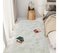 GOUTUI Tapis Moelleux Chambre 110 x 130 cm Dessous Antidérapant Tapis de Salon à Poils Longs Doux Au Toucher pour Chambre à Coucher Salon, Blanc