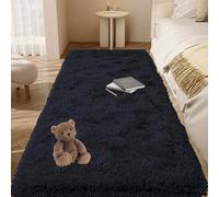 GOUTUI Tapis Poils Longs 110 x 190 cm Dessous Antidérapant Tapis Moelleux à Poils Courts Doux Au Toucher pour Chambre à Coucher Salon, Noir