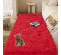 GOUTUI Tapis Poils Longs Moderne 120 x 180 cm Dessous Antidérapant Tapis Moelleux à Poils Courts Doux Au Toucher pour Chambre à Coucher Salon, Rouge