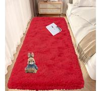 GOUTUI Tapis pour Le Salon 130 x 190 cm Aspect Fourrure Shaggy Tapis Moderne Décoration Intérieure pour Salon Chambre Filles Enfants, Rouge