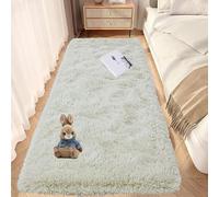 GOUTUI Tapis Salon Shaggy Poil Long 70 x 180 cm Dessous Antidérapant Tapis Doux Et Moelleux Doux Au Toucher pour Chambre À Coucher Salon, Blanc