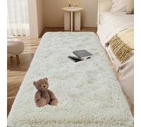 GOUTUI Tapis Shaggy Longues Soft 100 x 110 cm Lavable à 30 Degrés Tapis de Décoration Moelleux Décoration Intérieure pour Salon Chambre Filles Enfants, Blanc