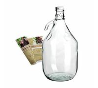 gouveo Ballon en verre vide de 5 l avec bouchon à étrier et anse - Grande bouteille à étrier de 5 000 ml avec bouchon pour le remplissage et le stockage