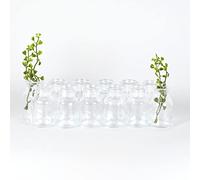 gouveo Clear-Bottle 30 ml Lot de 12 mini vases à fleurs en verre Petits vases décoratifs pour la maison, les mariages, les anniversaires, les fêtes