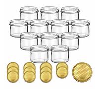 gouveo Lot de 12 bocaux à Confiture 230 ML Ronds avec Couvercle à vis en nid d'abeille - bocaux de Conservation avec Bouchon à vis TO82 - bocaux à Confiture, bocaux à Saucisson