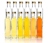gouveo Lot de 12 bouteilles 250 ml Maraska avec bouchon à vis doré - Bouteille vide en verre à remplir et à offrir - Véritable bouteille pour liqueur, vinaigre, huile (MFET250G)