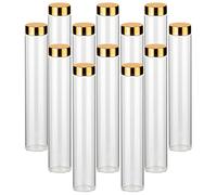 gouveo Lot de 12 Pots à épices 150 ML avec Couvercle à Visser Doré - Petits bocaux cylindriques avec Bouchon à vis - Bocaux de Rangement vides pour Herbes, ingrédients de pâtisserie, cosmétiques